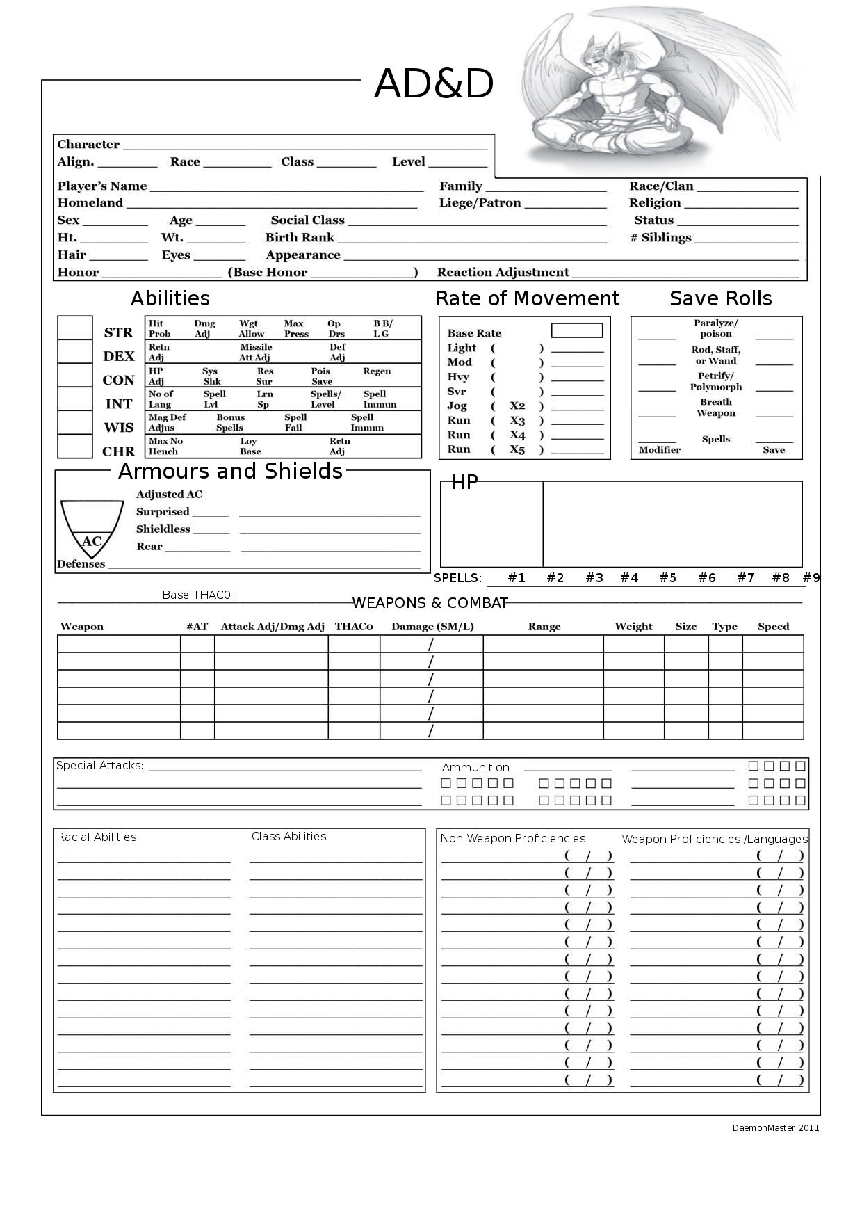 Dungeons and dragons fillable character sheet